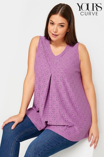 Yours Curve Purple Broderie Pleated Swing Vest (B66557) | £20