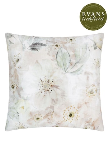 Evans Lichfield Off White Canina Floral Outdoor Cushion (B66565) | £20