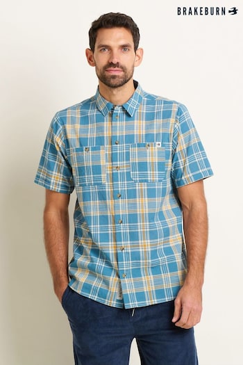 Brakeburn Blue Check Short Sleeve Shirt (B66642) | £45