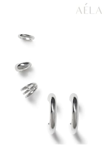 Aela Silver Tone Chubby Hoop and Cuffs Multipack (B66734) | £14