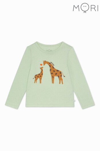 MORI Cream Organic Cotton & Bamboo Giraffe Long Sleeve T-Shirt (B66792) | £20 - £22