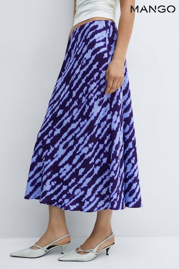 Mango Blue Printed Satin Skirt (B66842) | £30