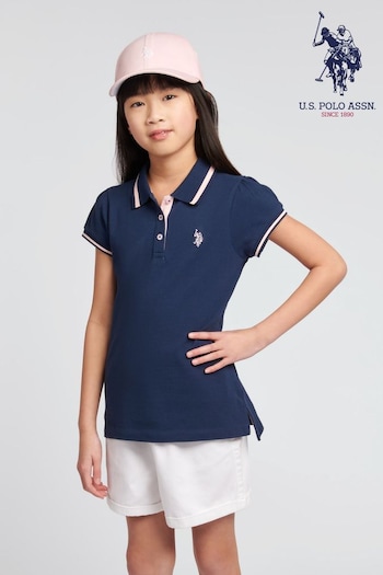 U.S. Polo eberg Assn. Girls Cap Sleeve Polo eberg Shirt (B66863) | £30 - £36