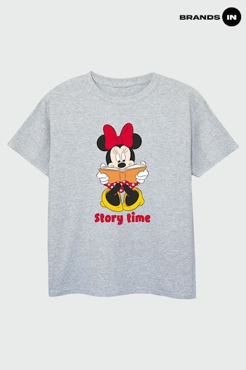 Brands In Grey Minnie Mouse Story Time Girls Heather Grey T-Shirt (B66991) | £17