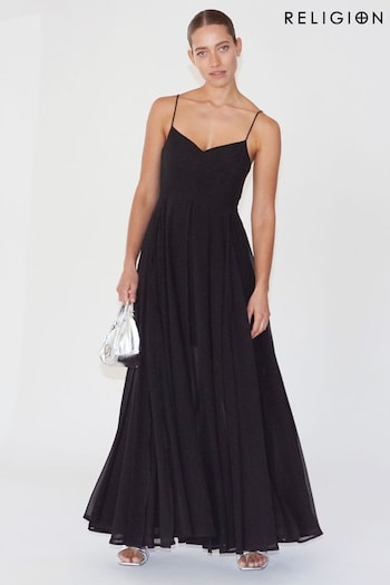 Religion Black Infamous Olsen Full Layer Maxi Dress (B67099) | £100