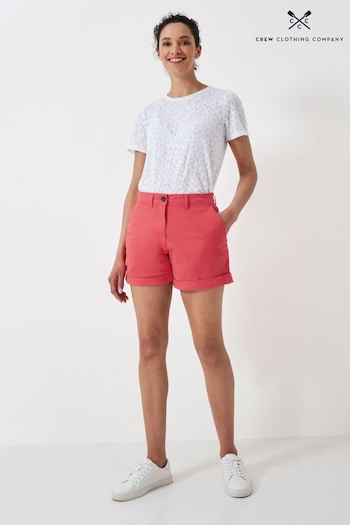 Crew Clothing Company Bright Red Plain Cotton Regular Chino Shorts (B67345) | £39