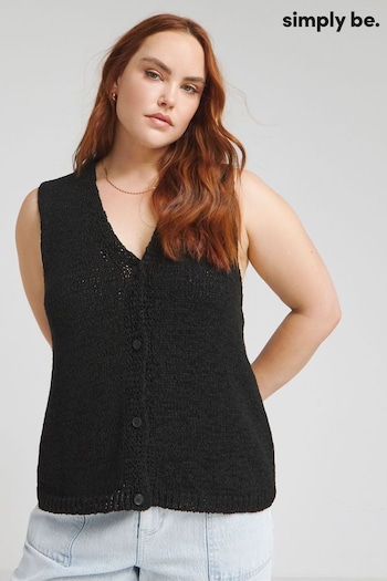 Simply Be Knitted Black Waistcoat (B67441) | £26