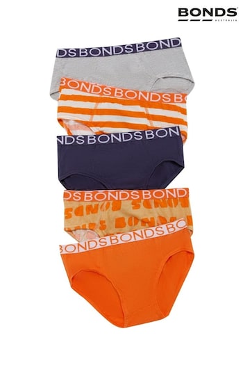 Bonds Orange Stripe Briefs 5 Pack (B67478) | £16