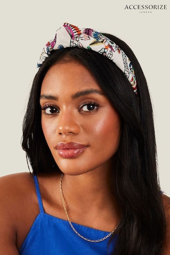 Accessorize Embroidered Tropical Knot White Headband (B67479) | £22