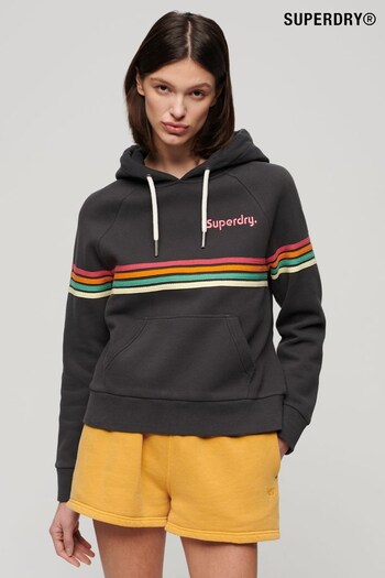 SUPERDRY Black SUPERDRY Rainbow Stripe Logo Hoodie (B67541) | £60