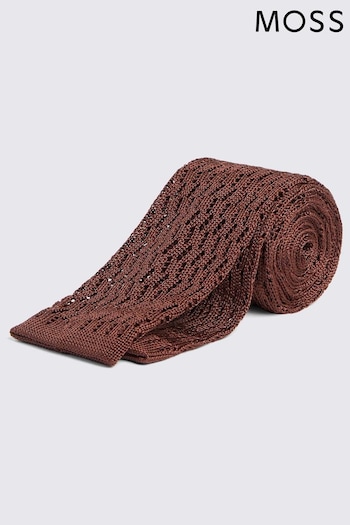MOSS Yellow Copper Zig-Zag Silk Knit Tie (B67569) | £30