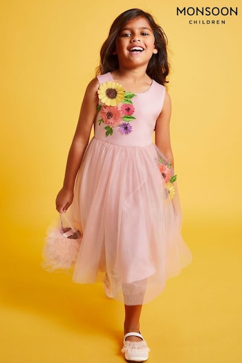 Monsoon Pink Sunflower Scuba Dress (B67589) | £55 - £65