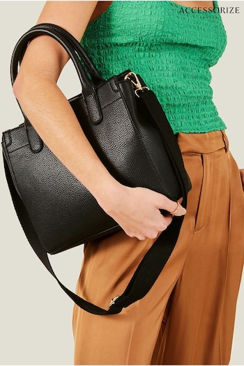 Accessorize Handheld Black Bag with Webbing Strap (B67598) | £30