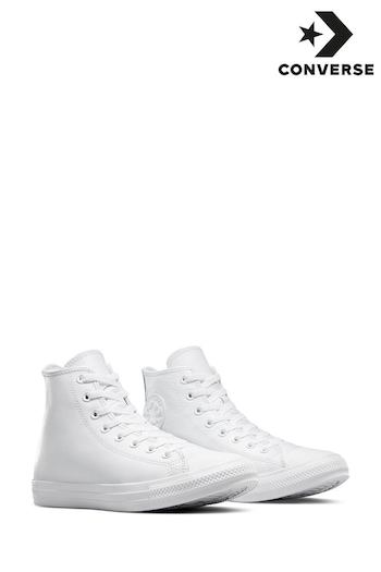 Converse White Chuck Taylor Leather Hightop Trainers (B67659) | £75