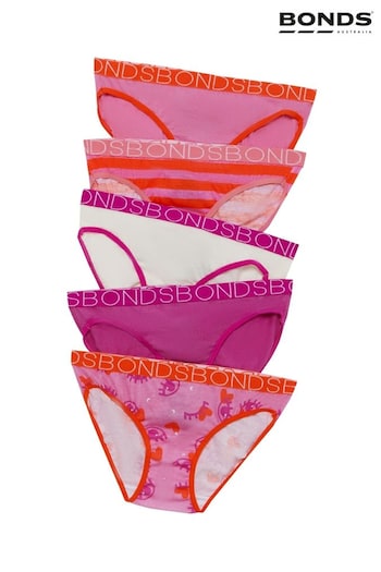 Bonds Pink Stripe Bikini Briefs 5 Pack (B67678) | £16