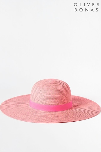 Oliver Bonas Pink Twist Floppy Straw Hat (B67731) | £30