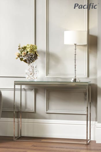 Pacific Mirrored Glass and Silver Metal Console Table (B67735) | £449.99