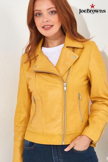 Joe Browns Yellow Cropped Leather Jacket (B67748) | £204