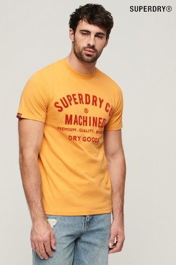 Superdry Yellow Workwear Flock Graphic T-Shirt (B67750) | £30