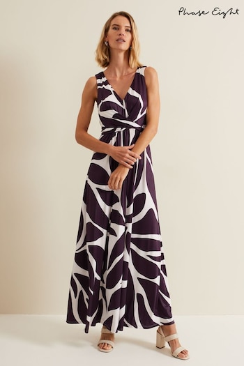 Phase Eight Purple Palmer Leaf Maxi Dress (B67766) | £110