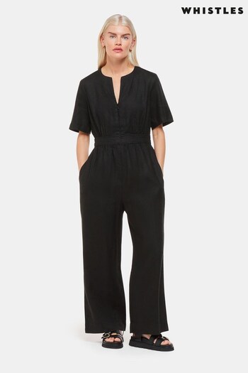 Whistles Petite Cosima Linen Black Jumpsuit (B67865) | £149