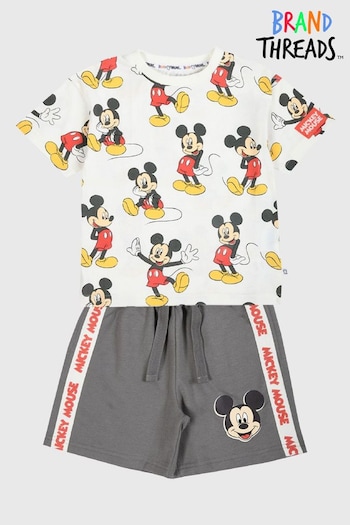 Brand Threads Natural Disney Mickey Mouse Boys T-Shirt and Shorts Set (B67891) | £16