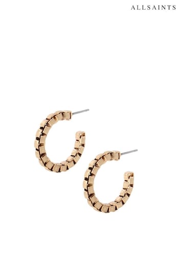 AllSaints Gold Stone Frozen Chain Hoop Earrings (B67915) | £29