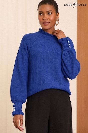 Love & Roses Blue Cosy Ruffle Long Sleeve Jumper (B67928) | £42