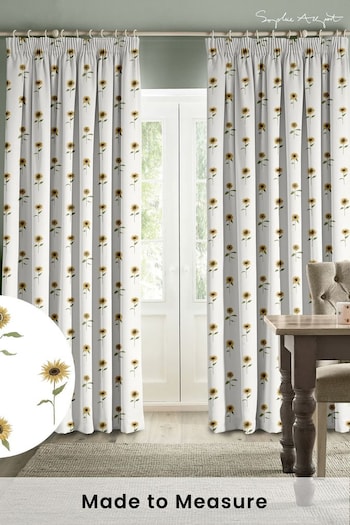 Sophie Allport White Sunflowers Made to Measure Curtains (B67944) | £91