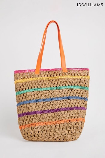 JD Williams Natural Packable Raffia Beach Tote Bag (B67945) | £34