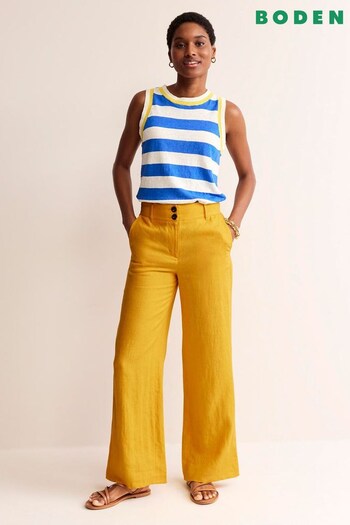 Boden Yellow Petite Westbourne Linen Trousers (B68132) | £95