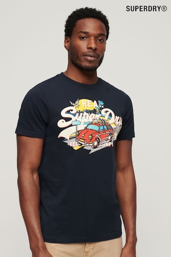 Superdry Blue LA Graphic T-Shirt (B68202) | £30