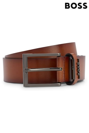 BOSS Brown Italian-Leather Belt With Logo Keeper (B68249) | £79