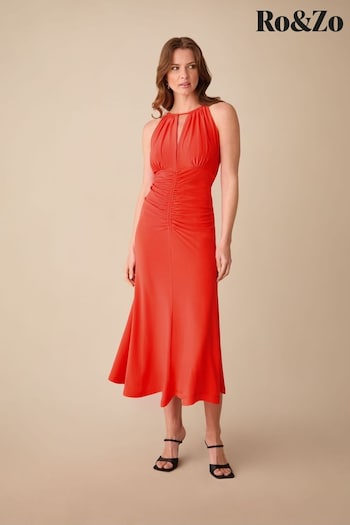 Ro&Zo Petite Red Jersey Halterneck Midi Dress (B68260) | £129