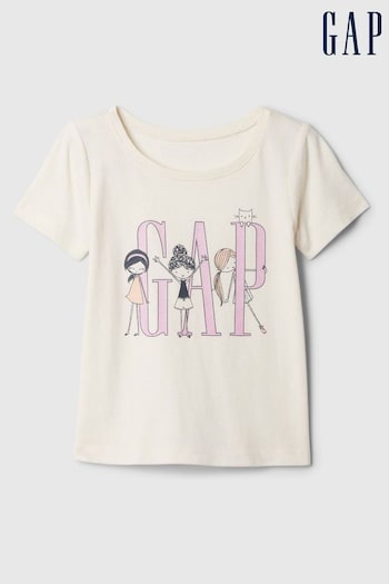 Gap White Cotton Logo Graphic Short Sleeve Baby T-Shirt (Newborn-5yrs) (B68396) | £8