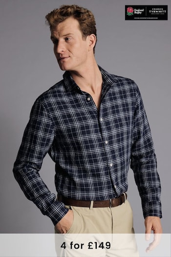 Charles Tyrwhitt Mid Blue Slim Fit Plain Short Sleeve Pure Linen Full Sleeves Shirt (B68453) | £70