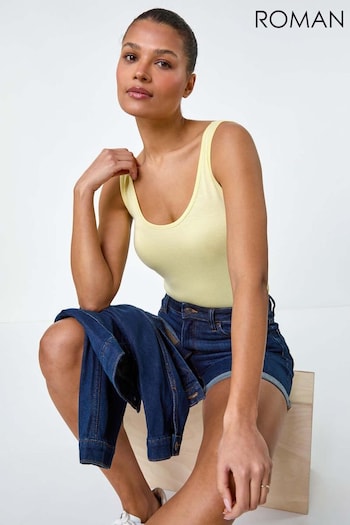 Roman Yellow Plain Stretch Jersey Vest Top (B68459) | £26