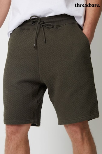Threadbare Green Cotton Blend Textured Sweat Peluciado shorts (B68647) | £20