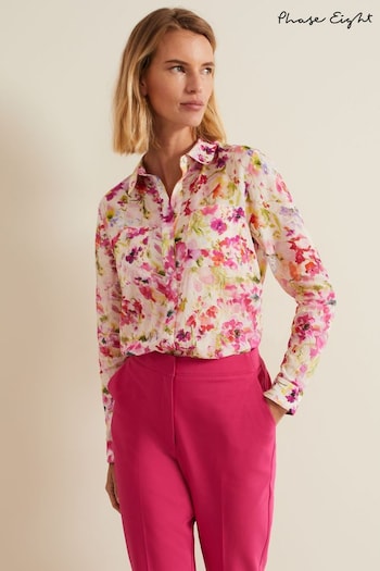 Phase Eight Maddelena Floral Print Pink Shirt (B68677) | £75