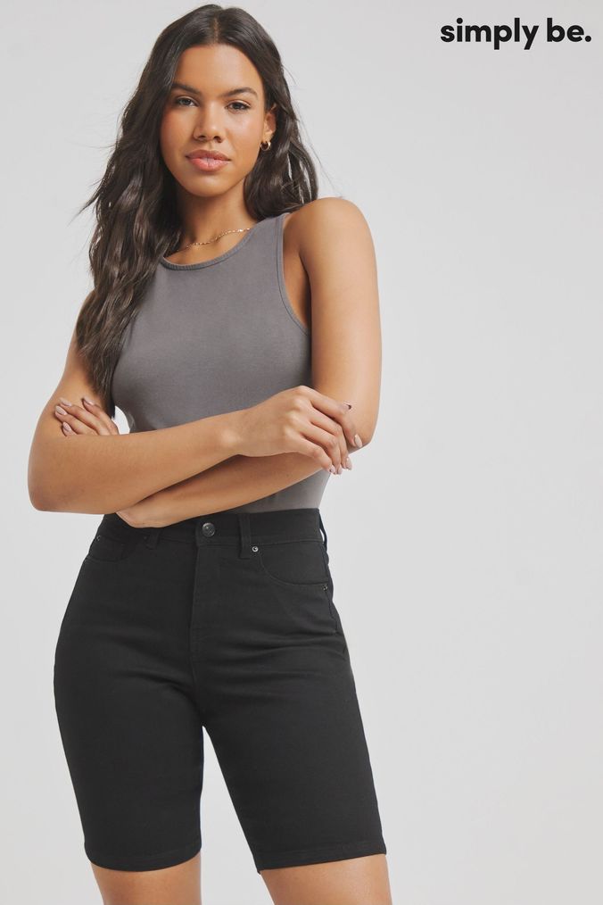Women s Black Denim Shorts Black Jean Shorts Next