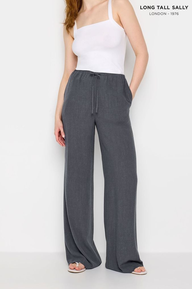 Buy Women s Grey Linen Trousers Online Next UK