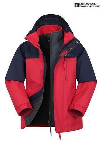 Mountain Warehouse Red Kids Climb 3 In 1 Waterproof Jacket (B68922) | £60
