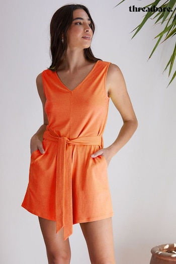 Threadbare Orange Jersey Sleeveless Belted Playsuit (B68923) | £28