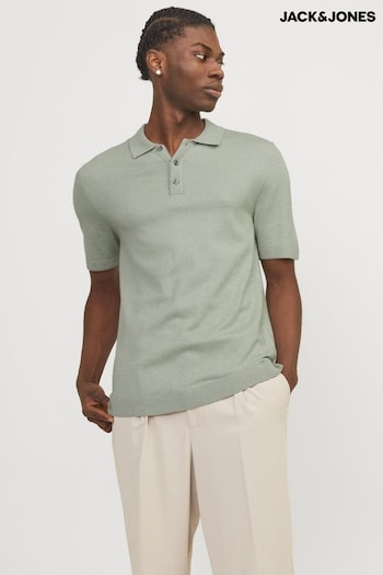JACK & JONES Green Knitted Polo Top (B68947) | £28