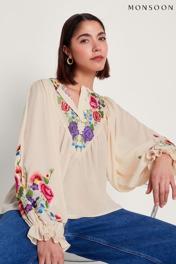 Monsoon Winny Embroidered Floral Blouse (B69034) | £69