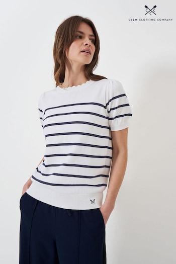 Crew exclusive Clothing Company White Stripe Cotton Regular Jumper (B69046) | £49