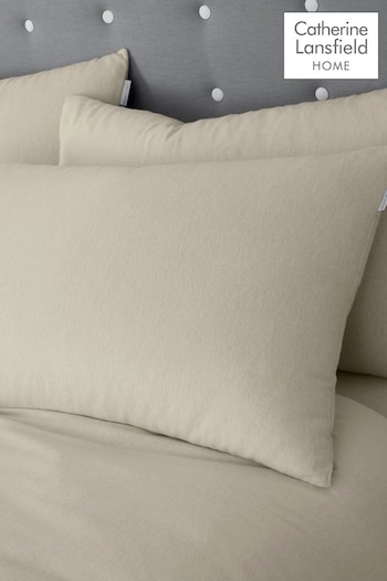 Catherine Lansfield Cream Brushed 100% Cotton Pair of Pillowcases (B69049) | £10