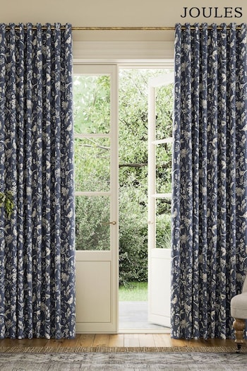 Joules Navy Festival Pheasants Blackout Eyelet Curtains (B69159) | £70 - £130