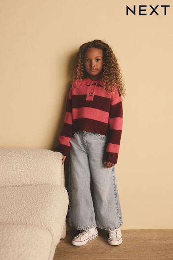 Pink Stripe Collar Jumper (3-16yrs) (B69180) | £20 - £25