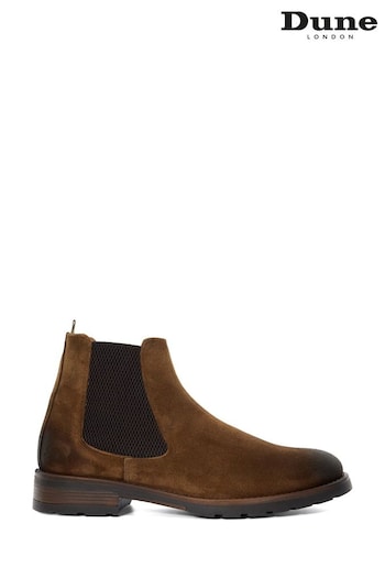 Dune London Chelty Brushed Suede Chelsea Brown Boots (B69213) | £140